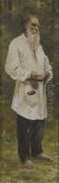 Tschugujew - Kuokkala-lev Tolstoi Barfusig Oil Painting by Repin Iliya