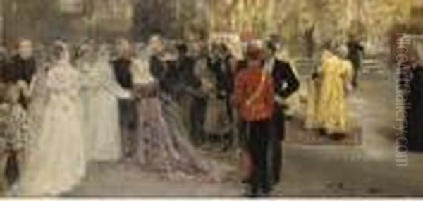 The Congratulation Of The Newly-weds After The Wedding Oil Painting by Repin Iliya