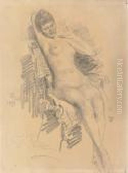 A Reclining Nude Oil Painting by Repin Iliya