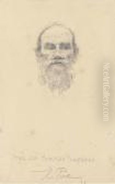 Portrait Of Lev Nikolaevich Tolstoi Oil Painting by Repin Iliya
