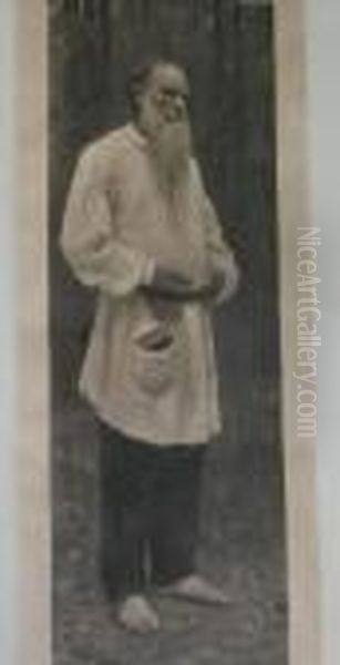 Portrait De Tolstoi Oil Painting by Repin Iliya