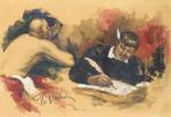 Study For The Painting 'the Reply Of The Zaporozhian Cossacks Tothe Turkish Sultan' Oil Painting by Repin Iliya