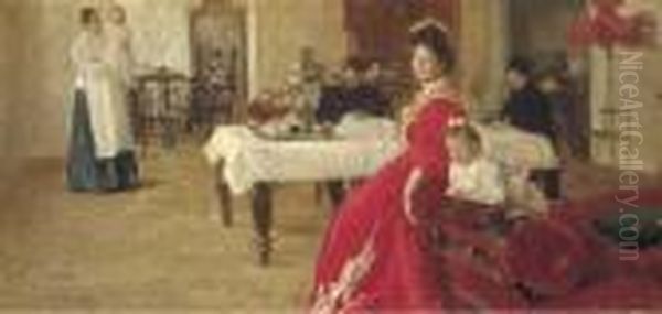 Study Of A Family Portrait Oil Painting by Repin Iliya