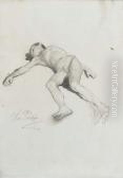 A Reclining Boy Oil Painting by Repin Iliya