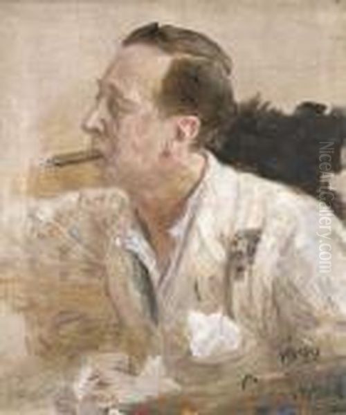 Portrait Of The Painter Antti Faven Oil Painting by Repin Iliya