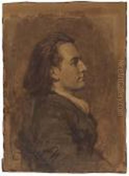 Portrait Of A Gentleman In Profile To Theright>. Oil Painting by Repin Iliya