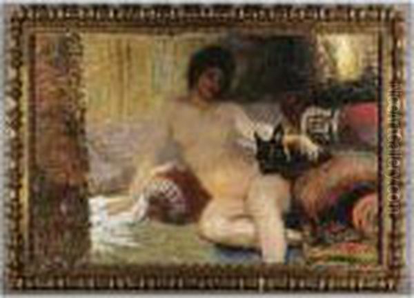 Seated Nude With Her Lapdog Oil Painting by Repin Iliya