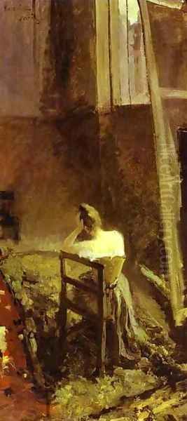 An Artists Studio Oil Painting by Bernardo Strozzi