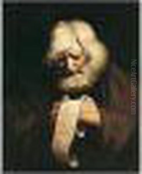 Old Man Reading A Ballad Oil Painting by Sir Joshua Reynolds