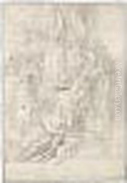 Design For A Frontispiece, With 
Minerva, Putti Holding A Shield, Fame And Time Around A Bust, And A 
Putto Above Holding A Circular Glass Marked With A Cross Which Directs 
Beams Of Light Onto The Bust Oil Painting by Sebastiano Ricci