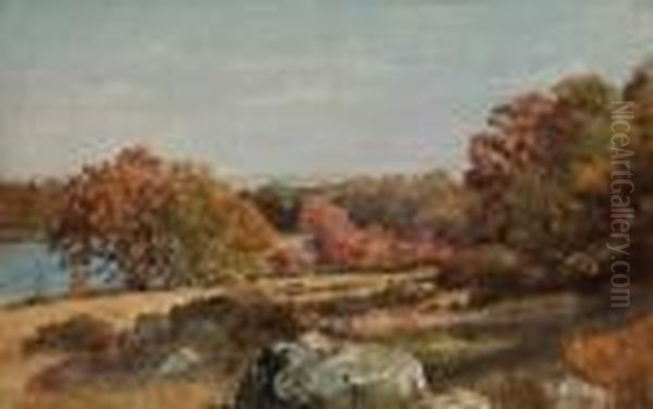 ''thyme Field & Cedar Swamp'' Matunuck Oil Painting by William Trost Richards