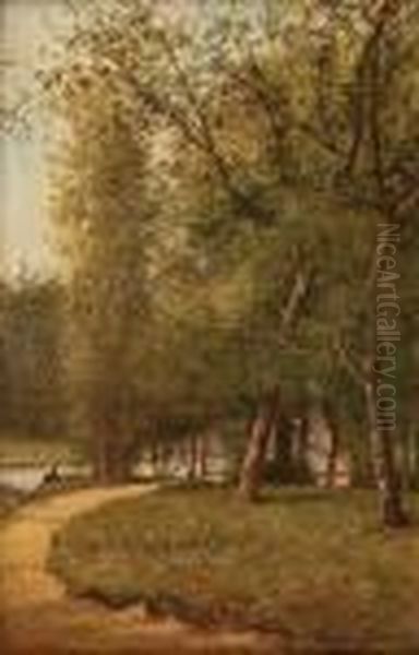 Sommertag Am Fluss Mit Angler Oil Painting by Leon Richet