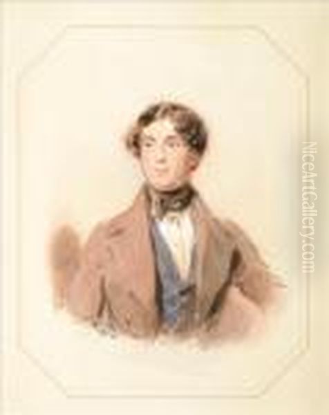 Ra Portrait Of Agentleman, Said
 To Be A Member Of The Fitzhardinge Family Head Andshoulders Oil Painting by George Richmond