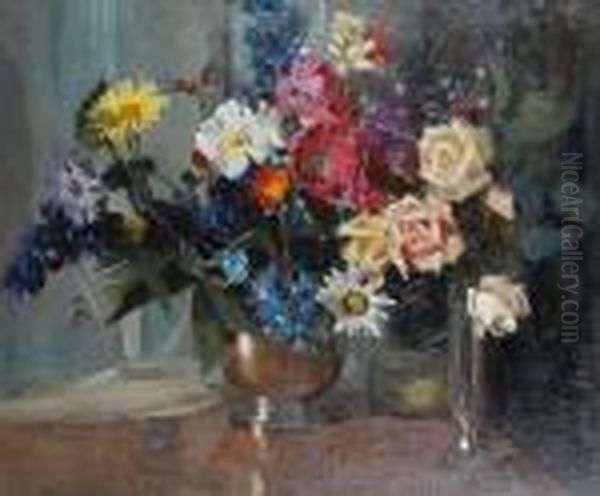 Still Life Flowers In A Vase Oil Painting by David the Elder Richter