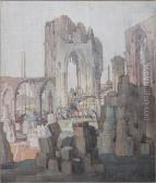 Castle Ruins Oil Painting by David the Elder Richter