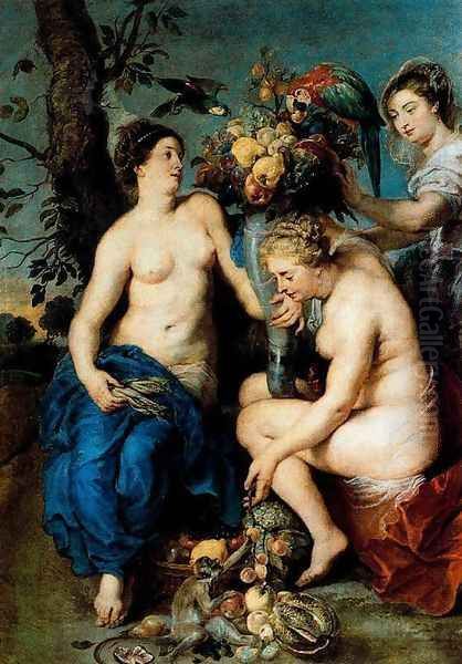 Ceres and two nymphs Oil Painting by Frans Snyders