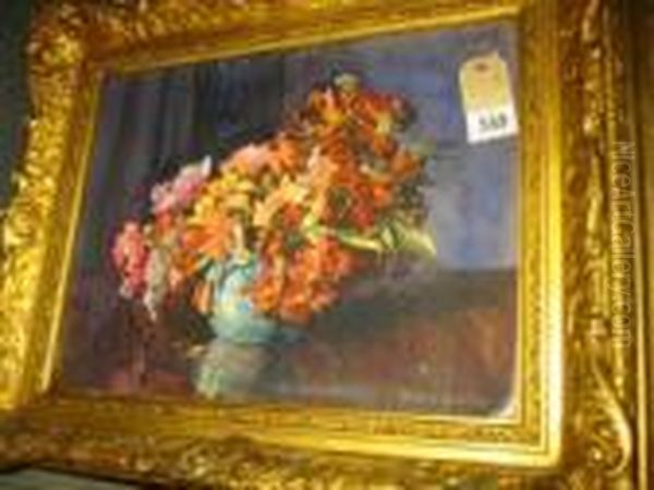 Still Life With Flowers In A Blue Bowl Oil Painting by David the Elder Richter