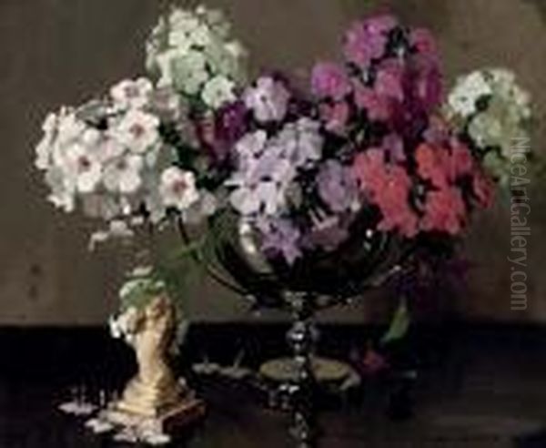 Phlox In A Silver Cup Oil Painting by David the Elder Richter