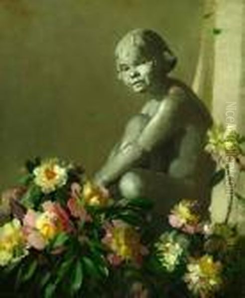 Garden Nymph With Peonies Oil Painting by David the Elder Richter