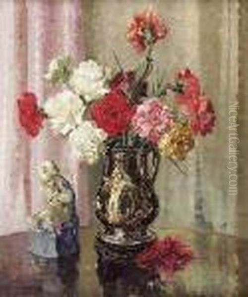 Still Life With Pink And White Carnations Oil Painting by David the Elder Richter