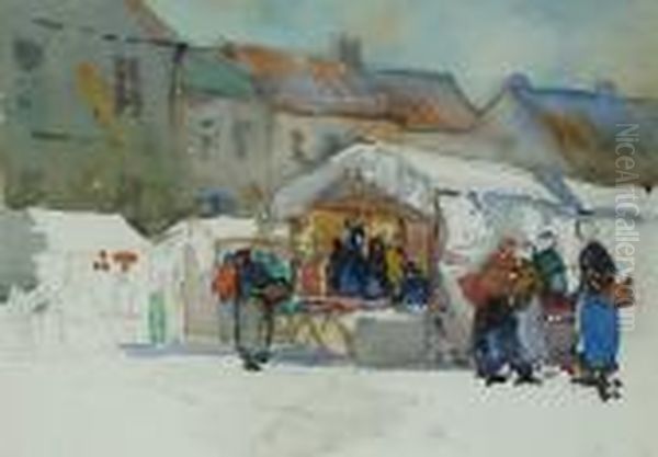 Market Scene Oil Painting by David the Elder Richter