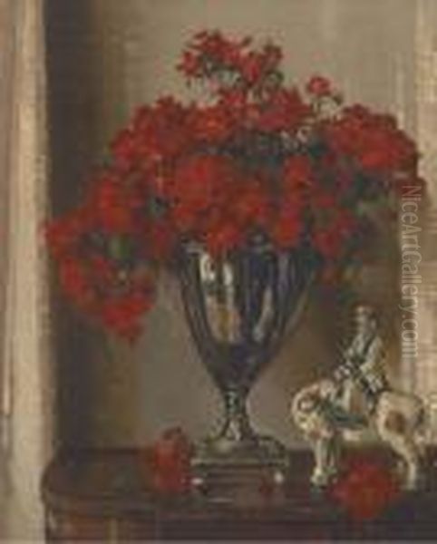 Geraniums Oil Painting by David the Elder Richter