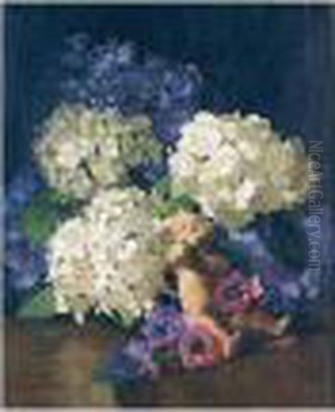 Flowers In A Vase With Mannequin Oil Painting by David the Elder Richter