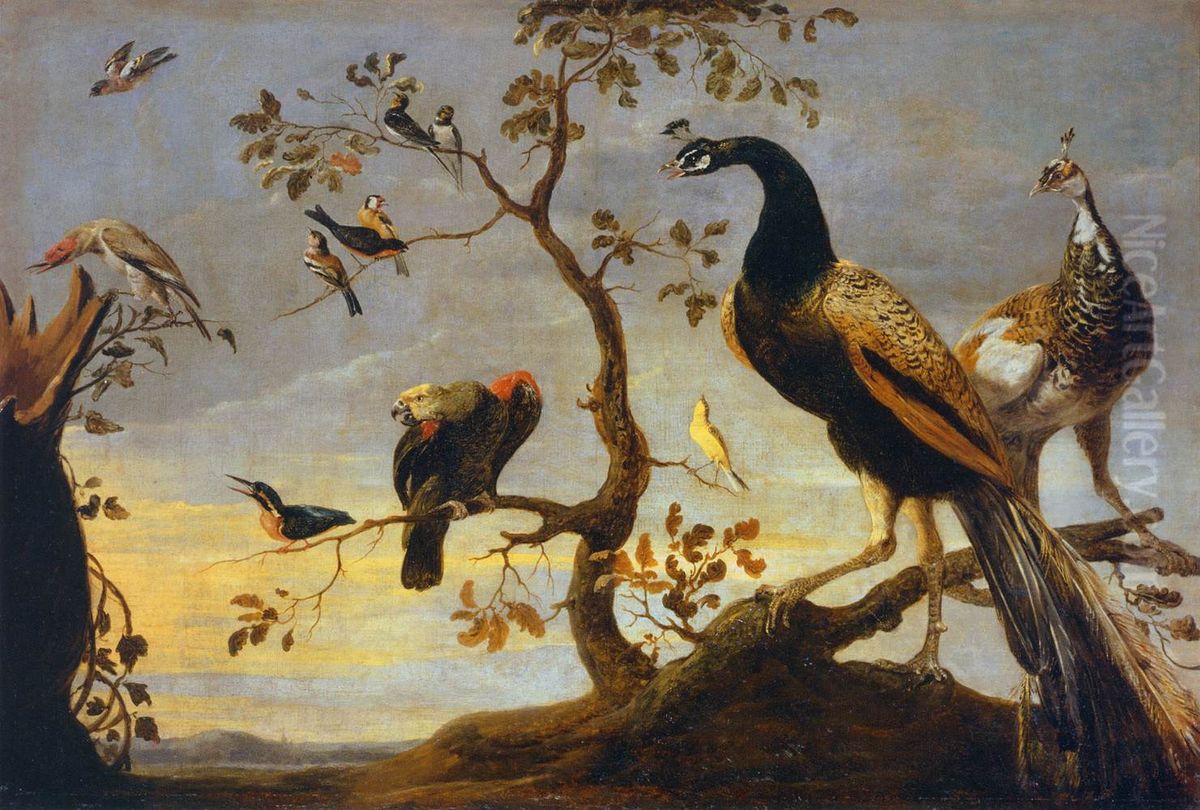 Group of Birds Perched on Branches Oil Painting by Frans Snyders