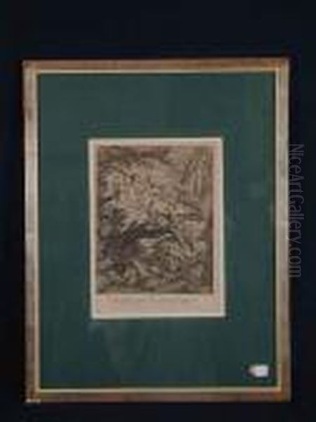 Vogelblatt Oil Painting by Johann Elias Ridinger or Riedinger