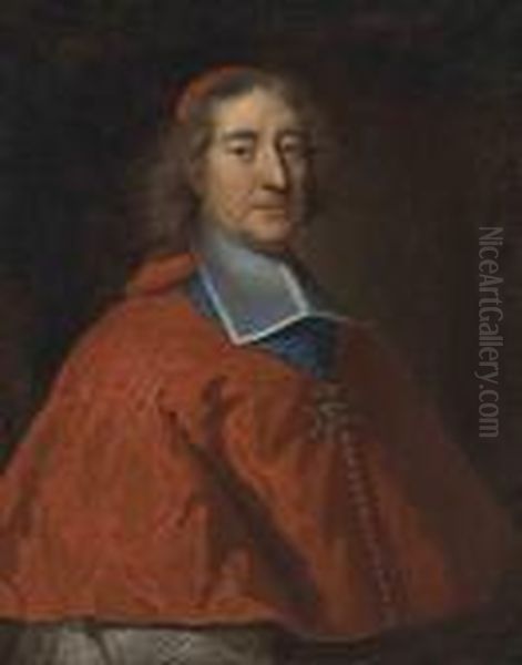 Portrait Of Cardinal Melchior De
 Polignac , Half-length,with The Order Of The Saint-esprit Oil Painting by Hyacinthe Rigaud