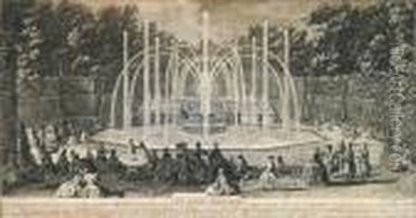 Les Trois
Fontaines Et Le Bassin D'apollon Oil Painting by Hyacinthe Rigaud