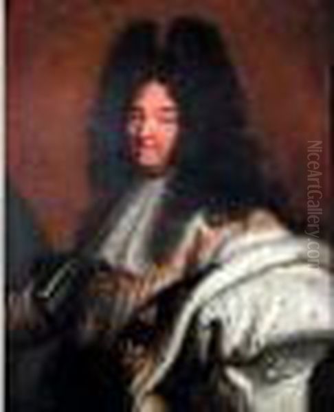 Portrait De Louis Xiv (1638 - 
1715) En Costume De Majeste Avec Le Grand Collier De L'ordre Du 
Saint-esprit. Oil Painting by Hyacinthe Rigaud