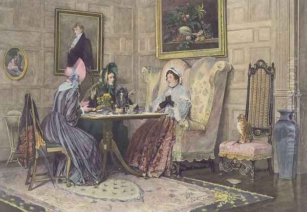 Scandal and Tea, published 1893 Oil Painting by Walter-Dendy Sadler