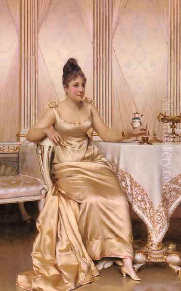 Afternoon Tea Oil Painting by Charles Joseph Frederick Soulacroix