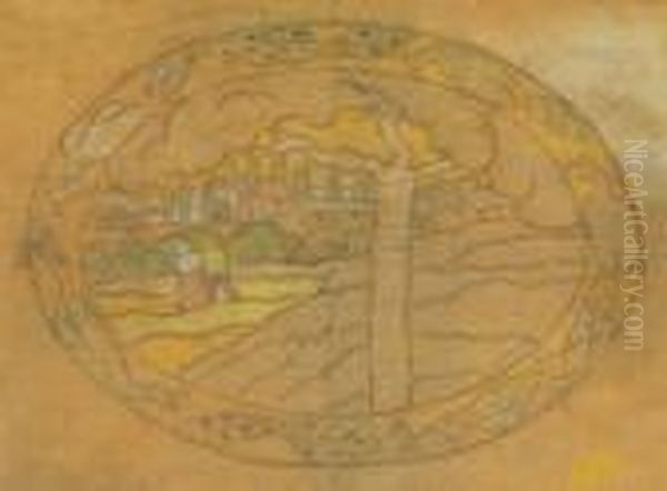 Plate Design Oil Painting by Jozsef Rippl-Ronai