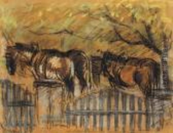 View From The Studio In The Kelenhegyi Street Oil Painting by Jozsef Rippl-Ronai