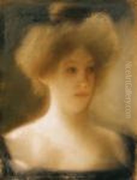 Portrait Of A Blonde Woman Oil Painting by Jozsef Rippl-Ronai