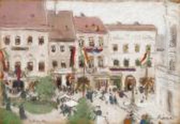 The Rakoczi - Celebration In 
Kassa, 1903, July, 26. The 300th Anniversary Of The War Of Independence 
Led By Ferenc Rakoczi Oil Painting by Jozsef Rippl-Ronai