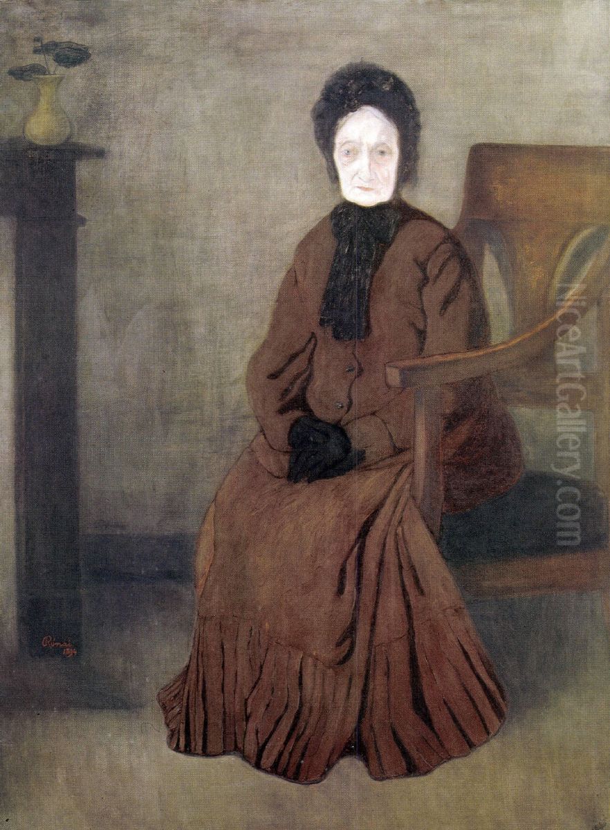 My Grandmother Oil Painting by Jozsef Rippl-Ronai