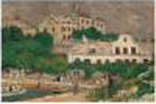 Josef , -, Village Au Bord De 
Mer, Signed, Oil On Paper Laid Down On Canvas, 35.3 By 50.8 Cm., 13 7/8 
By 20 In Oil Painting by Jozsef Rippl-Ronai