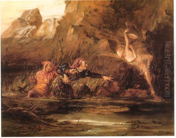 Ariel and Caliban Oil Painting by William Bell Scott