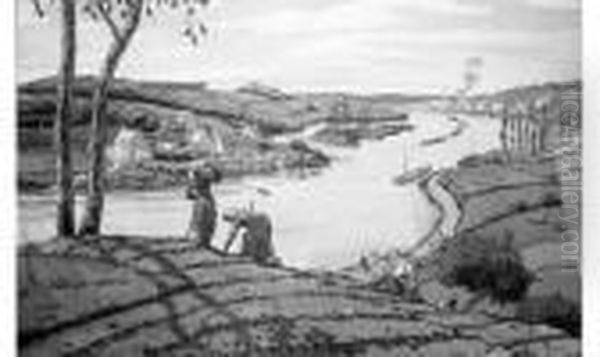 Les Aspects De La Nature - Le Fleuve Oil Painting by Henry Parsons Riviere