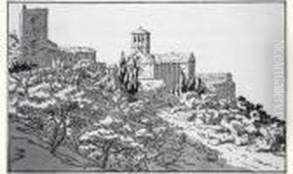 La Basilique D'assise En Hiver Oil Painting by Henry Parsons Riviere