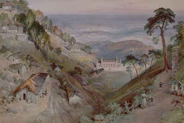The Plains, Landour Church, Mussoorie, 1884 Oil Painting by William Simpson