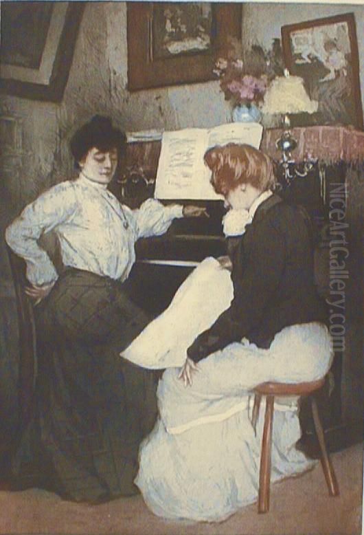 Le Nouveau Morceau De Musique Oil Painting by Manuel Robbe