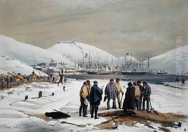 Graves at the Head of the Harbour of Balaklava, plate from The Seat of War in the East, published by Colnaghi and Co., 1856 Oil Painting by William Simpson