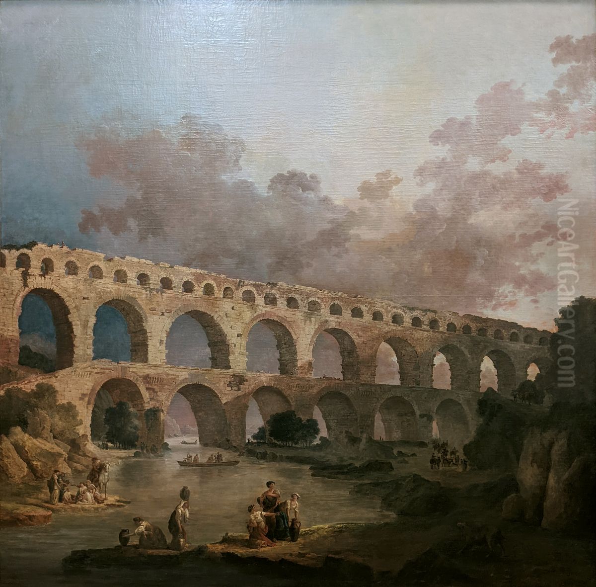 Le Pont Du Gard Oil Painting by Hubert Robert