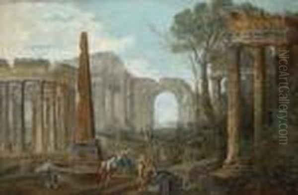 Paisaje De Ruinasclasicas Con Soldados Oil Painting by Hubert Robert