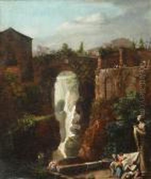 Les 
Cascades De Tivoli Oil Painting by Hubert Robert