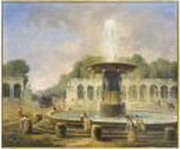 Projet Pour L'amenagement De La 
Place De La Concorde Et L'edification De L'arc De Triomphe Avec Vue Sur 
Les Champs-elysees Oil Painting by Hubert Robert